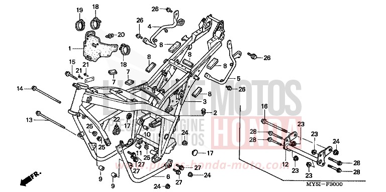 RAHMENKOERPER von CB1300 Super Bold'or ABS MOODY BLUE METALLIC (PB296) von 2002